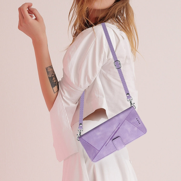 For Motorola Moto G Play 5G 2024/Moto G 5G 2024 Dream Triangle Leather Phone Case with Lanyard(Purple) - Motorola Cases by PMC Jewellery | Online Shopping South Africa | PMC Jewellery | Buy Now Pay Later Mobicred