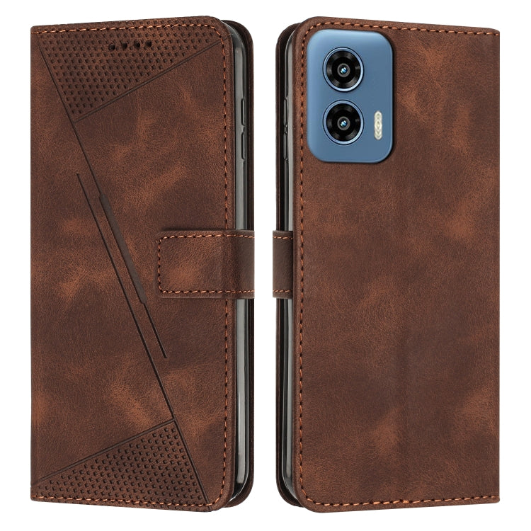 For Motorola Moto G Play 5G 2024/Moto G 5G 2024 Dream Triangle Leather Phone Case with Lanyard(Brown) - Motorola Cases by PMC Jewellery | Online Shopping South Africa | PMC Jewellery | Buy Now Pay Later Mobicred