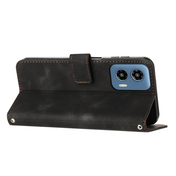 For Motorola Moto G Play 5G 2024/Moto G 5G 2024 Dream Triangle Leather Phone Case with Lanyard(Black) - Motorola Cases by PMC Jewellery | Online Shopping South Africa | PMC Jewellery | Buy Now Pay Later Mobicred
