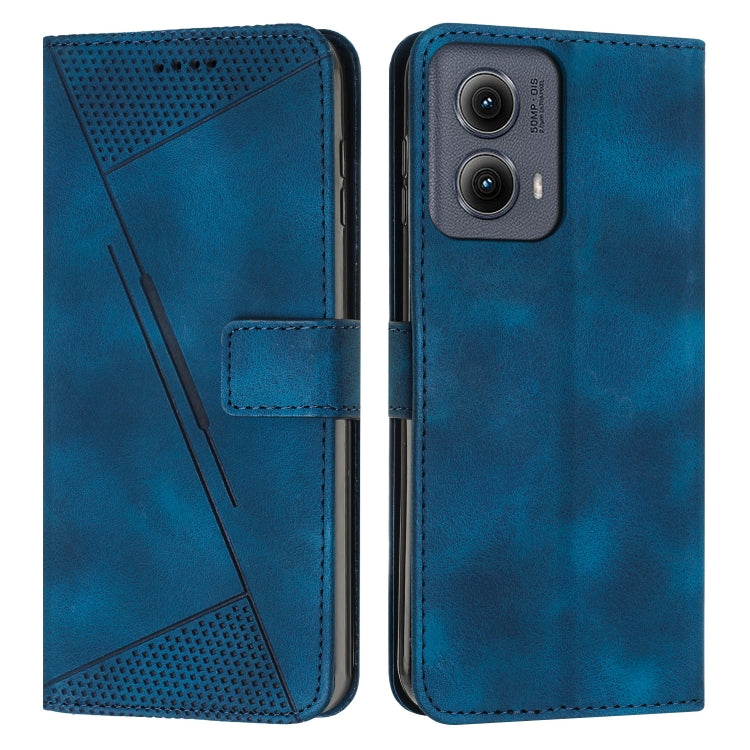For Motorola Edge 2024 Dream Triangle Leather Phone Case with Lanyard(Blue) - free shipping - PMC Jewellery - Order now!