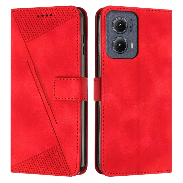 For Motorola Edge 2024 Dream Triangle Leather Phone Case with Lanyard(Red) - Motorola Cases by PMC Jewellery | Online Shopping South Africa | PMC Jewellery | Buy Now Pay Later Mobicred
