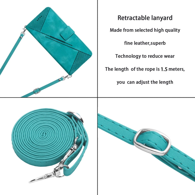 For Motorola Edge 2024 Dream Triangle Leather Phone Case with Lanyard(Green) - Motorola Cases by PMC Jewellery | Online Shopping South Africa | PMC Jewellery | Buy Now Pay Later Mobicred