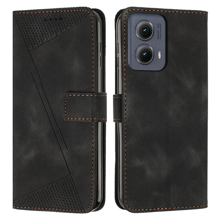 For Motorola Edge 2024 Dream Triangle Leather Phone Case with Lanyard(Black) - Motorola Cases by PMC Jewellery | Online Shopping South Africa | PMC Jewellery | Buy Now Pay Later Mobicred