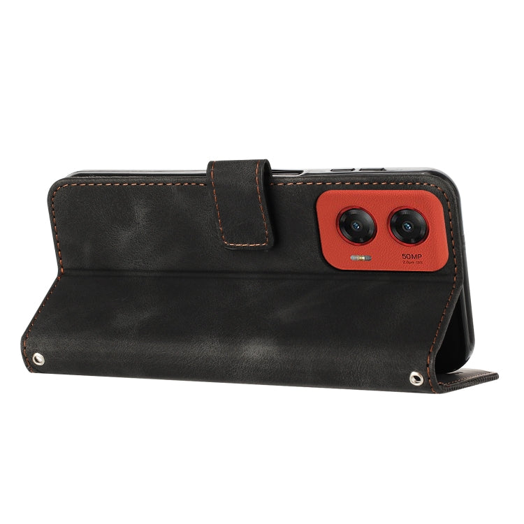 For Motorola Moto G Stylus 5G 2024 Dream Triangle Leather Phone Case with Lanyard(Black) - Motorola Cases by PMC Jewellery | Online Shopping South Africa | PMC Jewellery | Buy Now Pay Later Mobicred