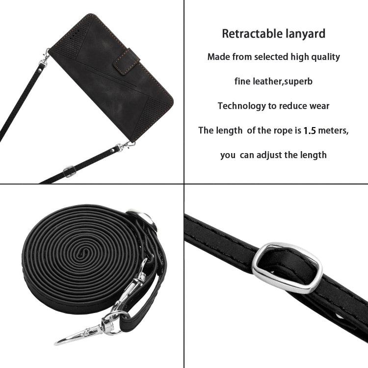 For Motorola Moto G Stylus 5G 2024 Dream Triangle Leather Phone Case with Lanyard(Black) - Motorola Cases by PMC Jewellery | Online Shopping South Africa | PMC Jewellery | Buy Now Pay Later Mobicred