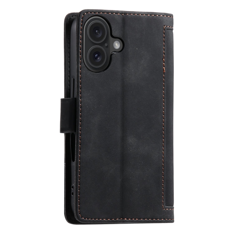 For iPhone 16 Plus Retro Splicing Horizontal Flip Leather Phone Case(Black) - free shipping - PMC TechLife - Order now!