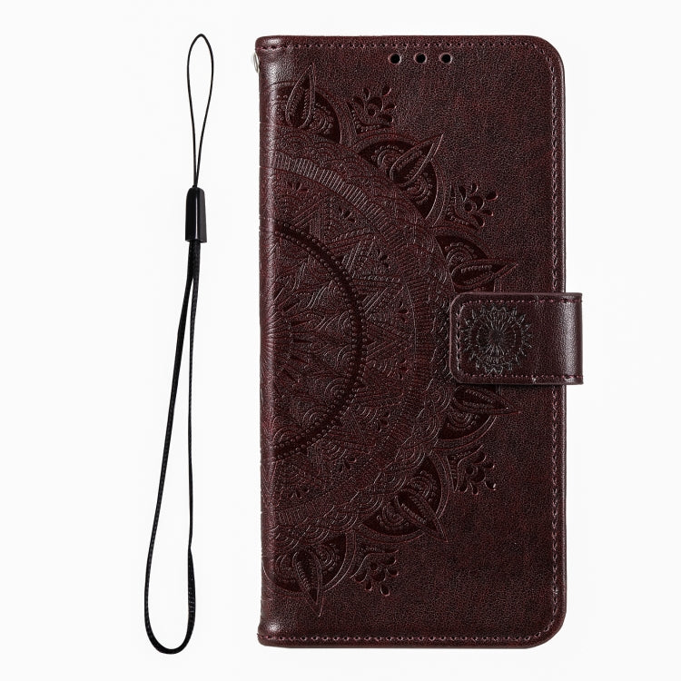 For iPhone 16 Plus Totem Flower Embossed Leather Phone Case(Brown) - iPhone 16 Plus Cases by PMC TechLife | Online Shopping South Africa | PMC TechLife | Buy Now Pay Later Mobicred