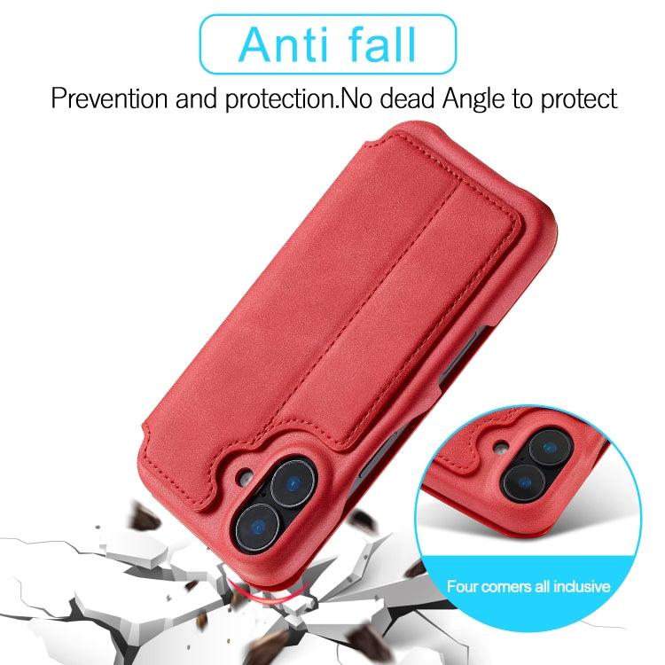 For iPhone 16 Plus LC.IMEEKE Hon Ancient Series Flip Leather Phone Case(Red) - free shipping - PMC Jewellery - Order now!
