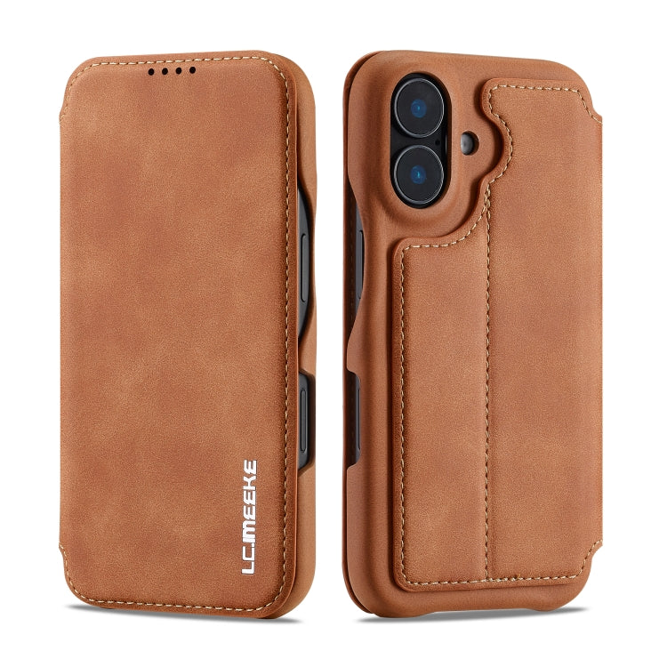 For iPhone 16 LC.IMEEKE Hon Ancient Series Flip Leather Phone Case(Brown) - free shipping - PMC Jewellery - Order now!