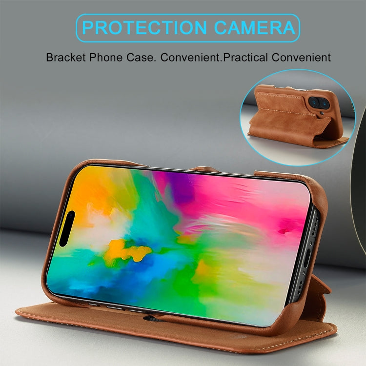 For iPhone 16 LC.IMEEKE Hon Ancient Series Flip Leather Phone Case(Brown) - free shipping - PMC Jewellery - Order now!