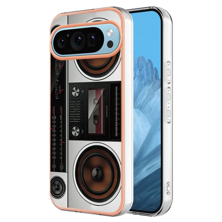 For Google Pixel 9 / 9 Pro Electroplating Dual-side IMD Phone Case(Retro Radio) - Google Cases by PMC TechLife | Online Shopping South Africa | PMC TechLife | Buy Now Pay Later Mobicred