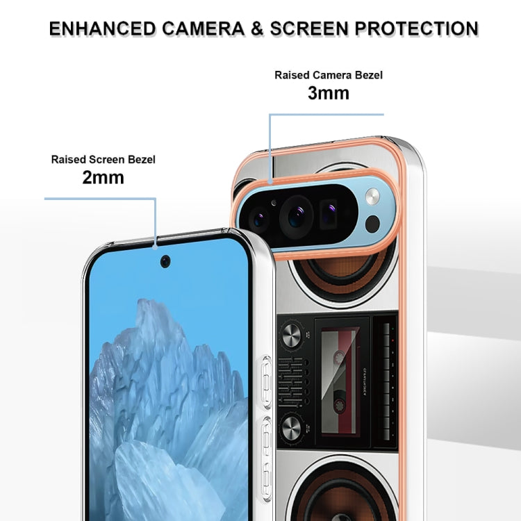For Google Pixel 9 / 9 Pro Electroplating Dual-side IMD Phone Case(Retro Radio) - Google Cases by PMC TechLife | Online Shopping South Africa | PMC TechLife | Buy Now Pay Later Mobicred