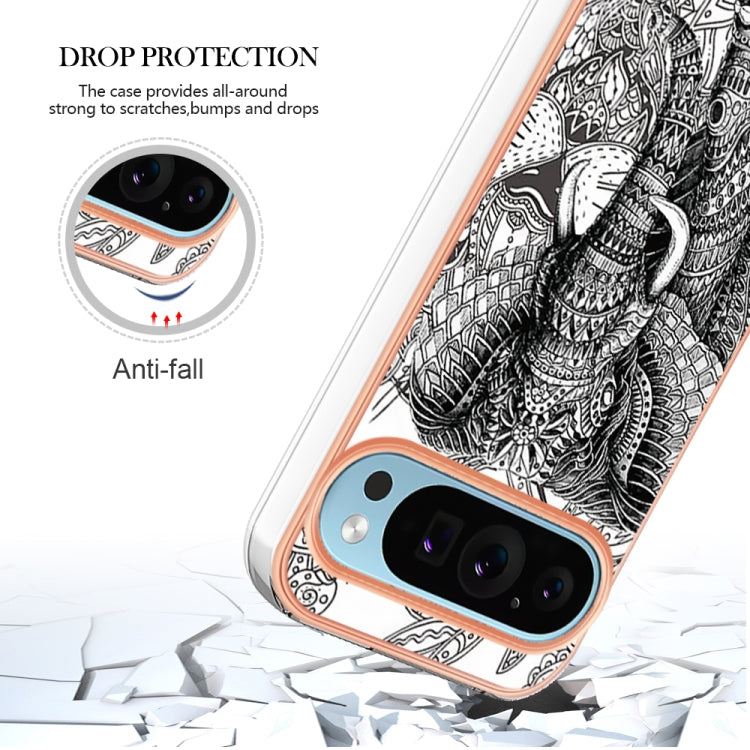 For Google Pixel 9 Pro XL Electroplating Dual-side IMD Phone Case(Totem Elephant) - Google Cases by PMC TechLife | Online Shopping South Africa | PMC TechLife | Buy Now Pay Later Mobicred