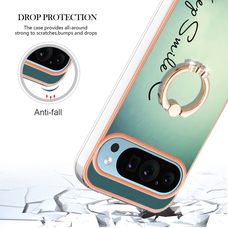 For Google Pixel 9 Pro XL Electroplating Dual-side IMD Phone Case with Ring Holder(Smile) - Google Cases by PMC TechLife | Online Shopping South Africa | PMC TechLife | Buy Now Pay Later Mobicred