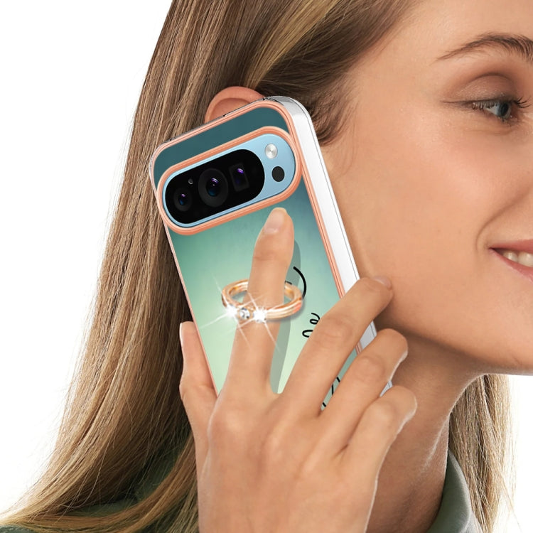 For Google Pixel 9 Pro XL Electroplating Dual-side IMD Phone Case with Ring Holder(Smile) - Google Cases by PMC TechLife | Online Shopping South Africa | PMC TechLife | Buy Now Pay Later Mobicred