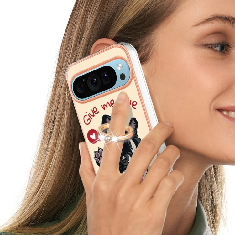 For Google Pixel 9 Pro XL Electroplating Dual-side IMD Phone Case with Ring Holder(Lucky Dog) - Google Cases by PMC TechLife | Online Shopping South Africa | PMC TechLife | Buy Now Pay Later Mobicred