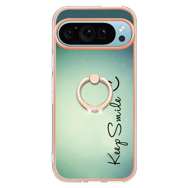 For Google Pixel 9 / 9 Pro Electroplating Dual-side IMD Phone Case with Ring Holder(Smile) - Google Cases by PMC TechLife | Online Shopping South Africa | PMC TechLife | Buy Now Pay Later Mobicred
