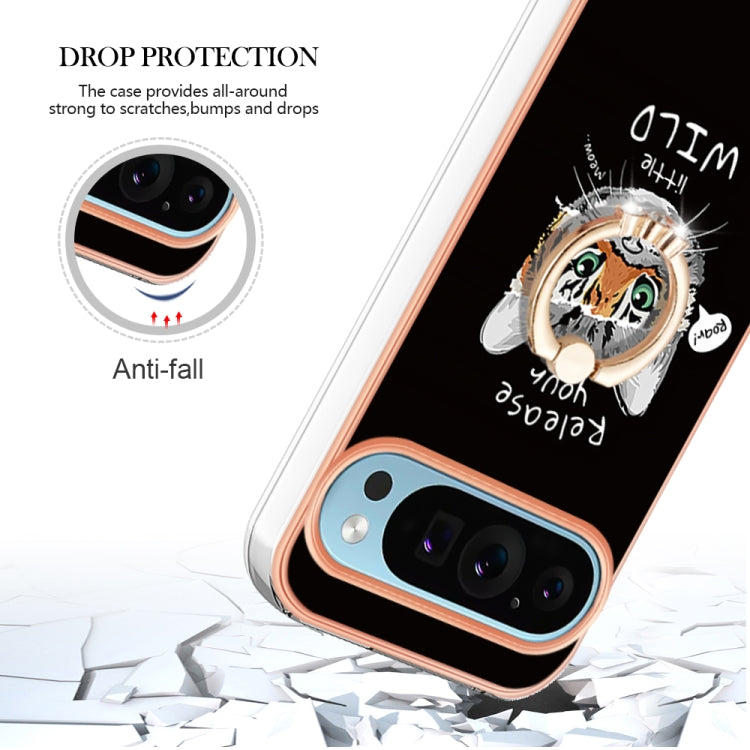 For Google Pixel 9 / 9 Pro Electroplating Dual-side IMD Phone Case with Ring Holder(Natural Growth) - Google Cases by PMC TechLife | Online Shopping South Africa | PMC TechLife | Buy Now Pay Later Mobicred
