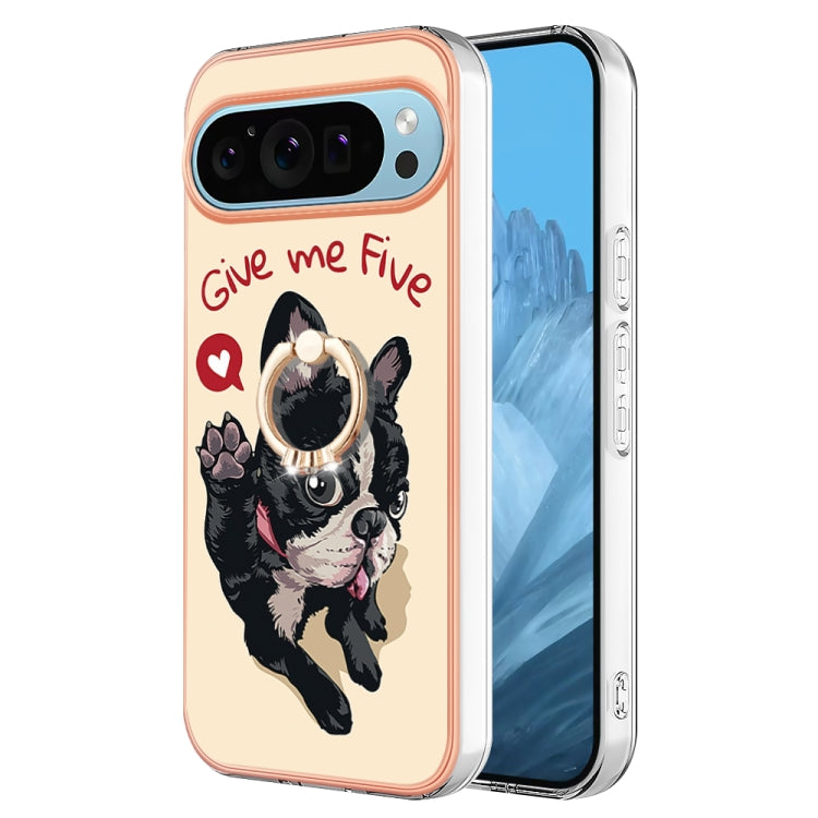 For Google Pixel 9 / 9 Pro Electroplating Dual-side IMD Phone Case with Ring Holder(Lucky Dog) - free shipping - PMC TechLife - Order now!