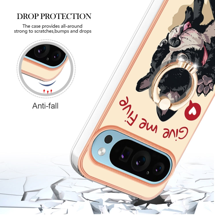 For Google Pixel 9 / 9 Pro Electroplating Dual-side IMD Phone Case with Ring Holder(Lucky Dog) - free shipping - PMC TechLife - Order now!