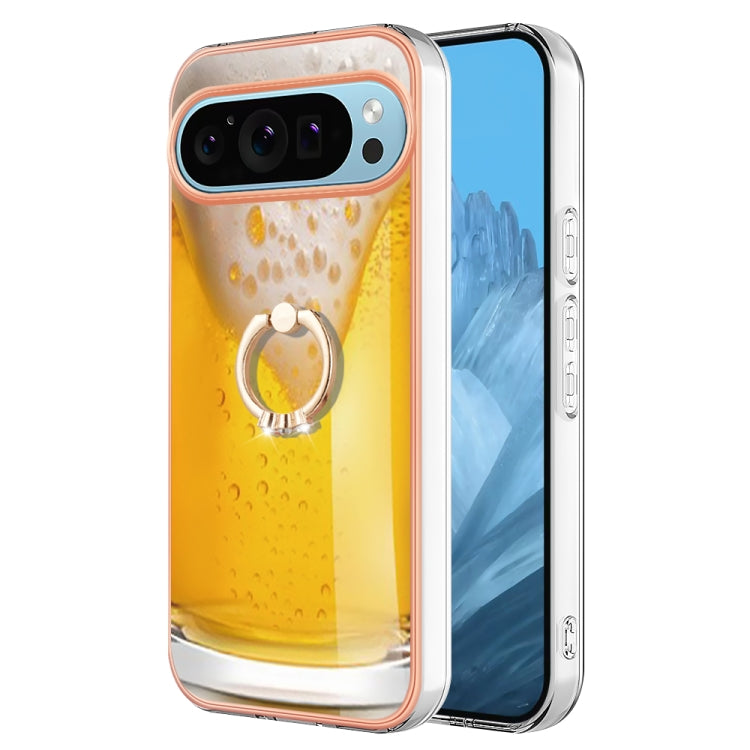 For Google Pixel 9 / 9 Pro Electroplating Dual-side IMD Phone Case with Ring Holder(Draft Beer) - Google Cases by PMC TechLife | Online Shopping South Africa | PMC TechLife | Buy Now Pay Later Mobicred