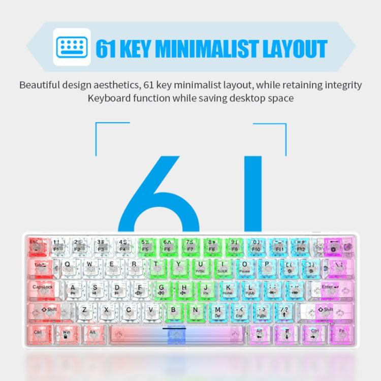 XUNFOX K30 Transparent 61-Keys Blacklit Wired Mechanical Keyboard, Cable Length: 1.5m(Black) - free shipping - PMC Jewellery - Order now!