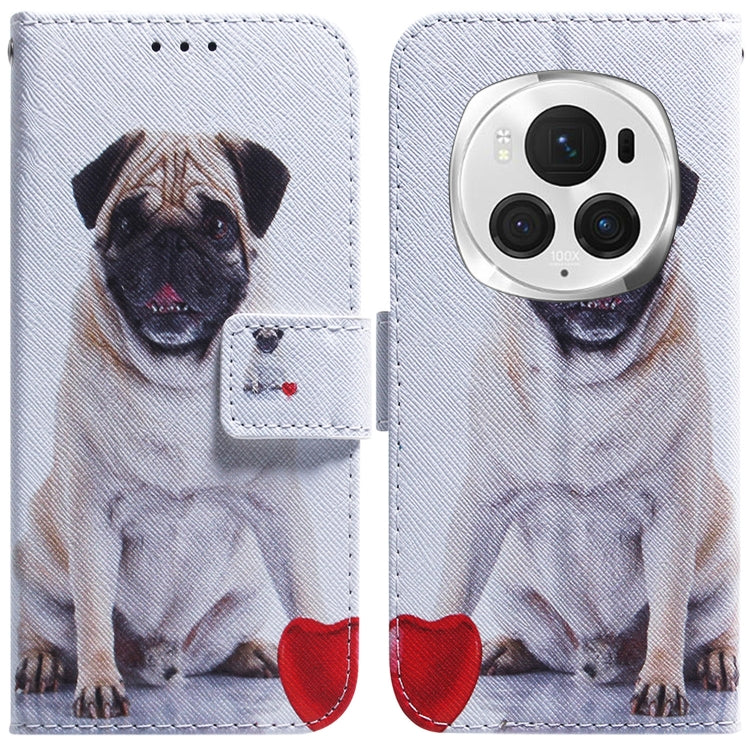 For Honor Magic6 Pro Coloured Drawing Flip Leather Phone Case(Pug) - free shipping - PMC Jewellery - Order now!