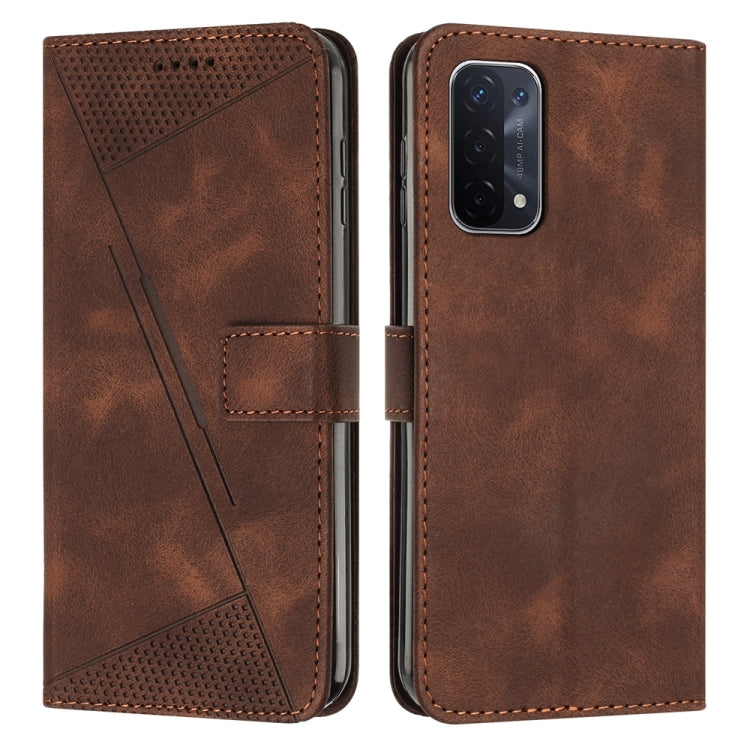 For OPPO A54 / A74 / A93 Dream Triangle Leather Phone Case with Lanyard(Brown) - OPPO Cases by PMC TechLife | Online Shopping South Africa | PMC TechLife | Buy Now Pay Later Mobicred
