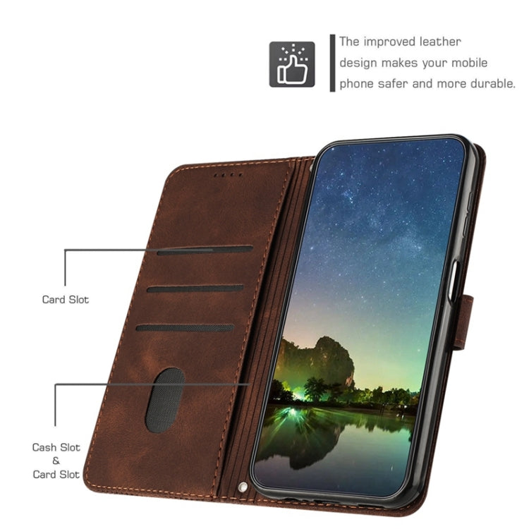 For OPPO A54 / A74 / A93 Dream Triangle Leather Phone Case with Lanyard(Brown) - OPPO Cases by PMC TechLife | Online Shopping South Africa | PMC TechLife | Buy Now Pay Later Mobicred