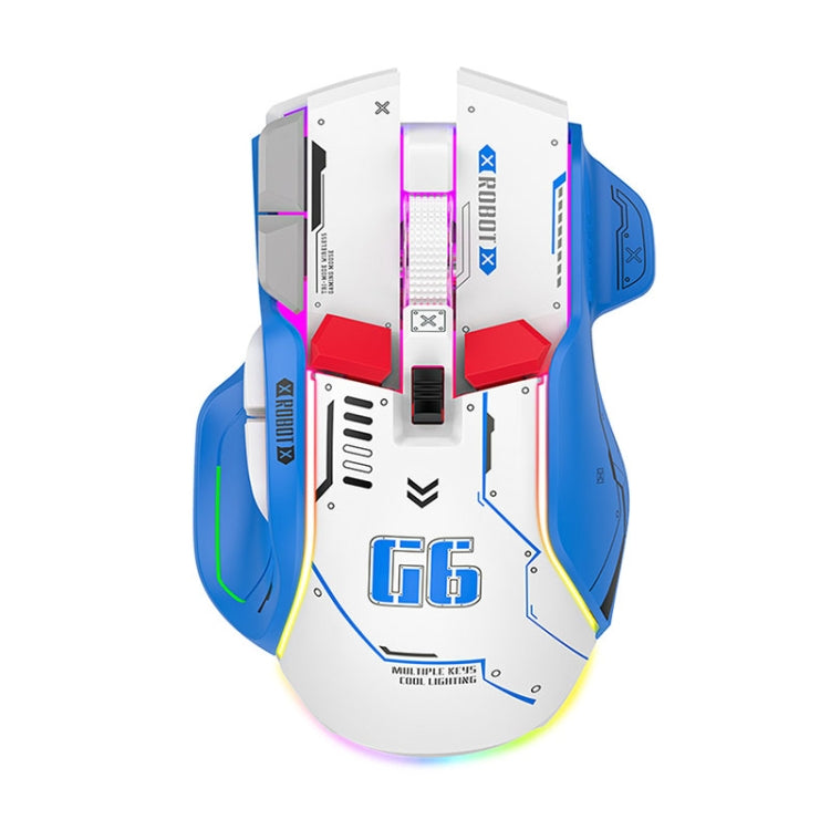 HXSJ G6 10 Keys RGB 12800DPI Tri-mode Wireless Gaming Mouse(White) - free shipping - PMC Jewellery - Order now!