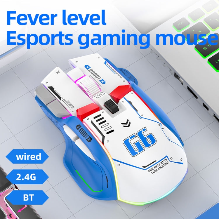 HXSJ G6 10 Keys RGB 12800DPI Tri-mode Wireless Gaming Mouse(White) - free shipping - PMC Jewellery - Order now!
