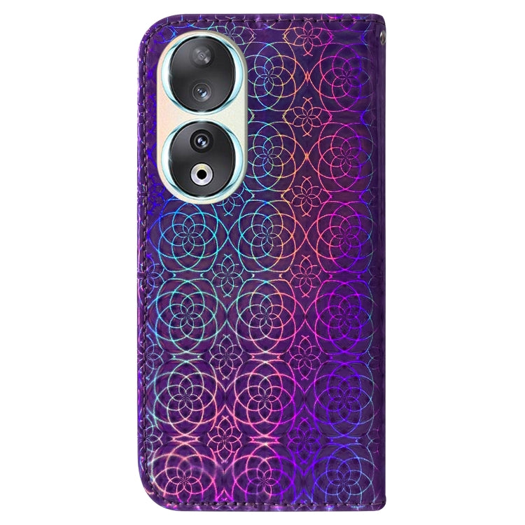 For Honor 90 Colorful Magnetic Buckle Leather Phone Case(Purple) - Honor Cases by PMC TechLife | Online Shopping South Africa | PMC TechLife
