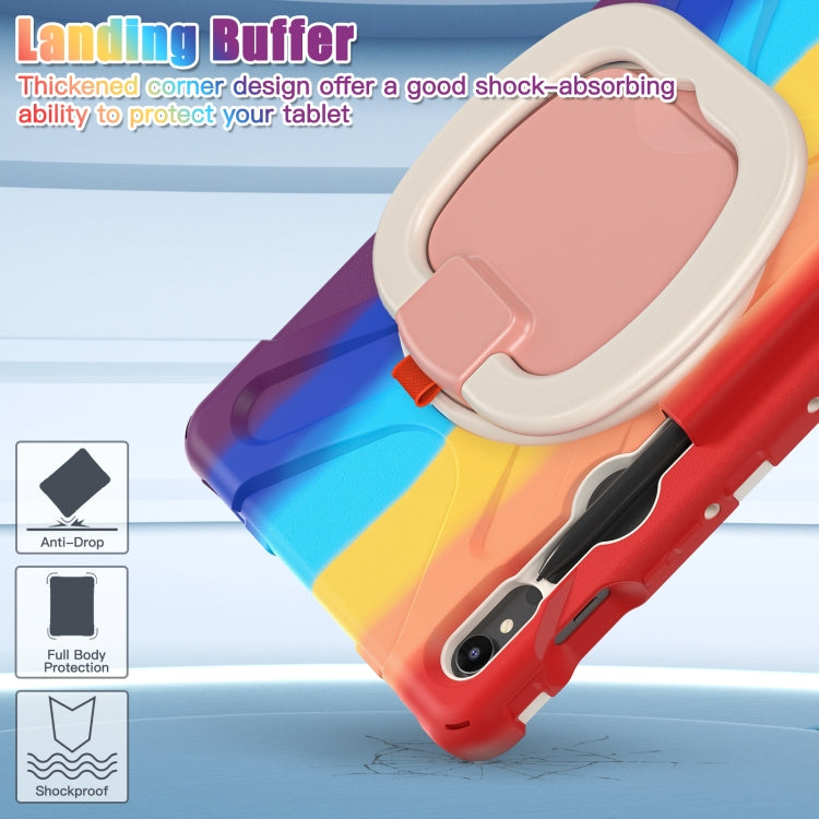 For Samsung Galaxy Tab S9 / S8 / S7 Silicone Hybrid PC Tablet Case with Holder & Shoulder Strap(Colorful Red) - Other Galaxy Tab PC by PMC Jewellery | Online Shopping South Africa | PMC Jewellery | Buy Now Pay Later Mobicred