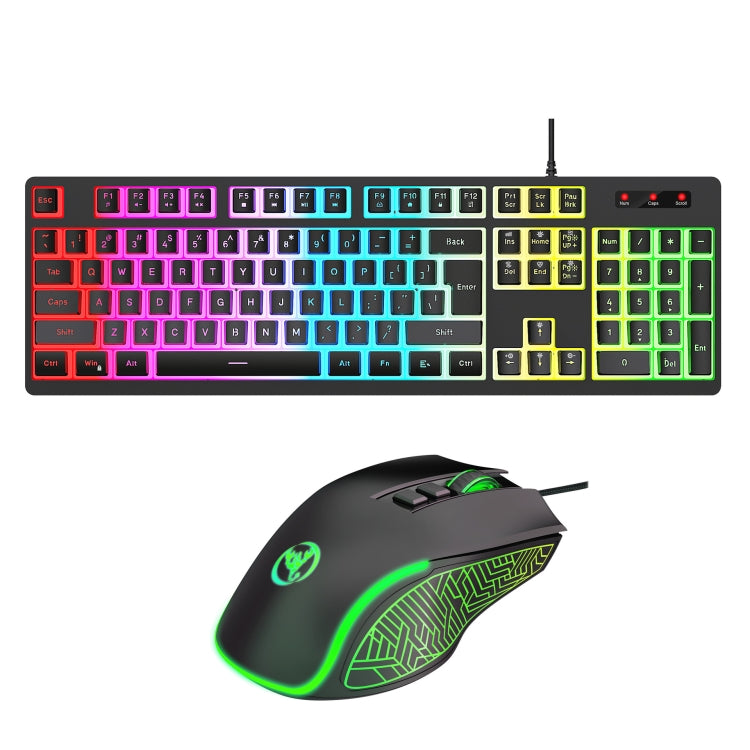 HXSJ L200+X100 Wired RGB Backlit Keyboard and Mouse Set 104 Pudding Key Caps + 3600DPI Mouse(Black) - free shipping - PMC Jewellery - Order now!
