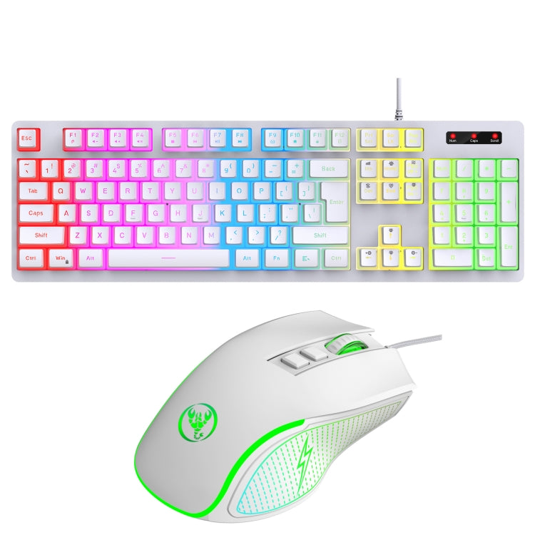 HXSJ L200+X100 Wired RGB Backlit Keyboard and Mouse Set 104 Pudding Key Caps + 3600DPI Mouse(White) - free shipping - PMC Jewellery - Order now!