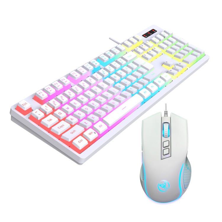 HXSJ L200+X100 Wired RGB Backlit Keyboard and Mouse Set 104 Pudding Key Caps + 3600DPI Mouse(White) - free shipping - PMC Jewellery - Order now!