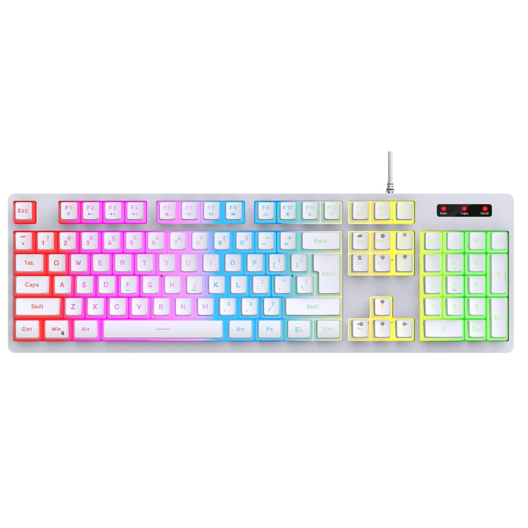 HXSJ L200 Wired RGB Backlit Keyboard 104 Pudding Key Caps(White) - free shipping - PMC Jewellery - Order now!