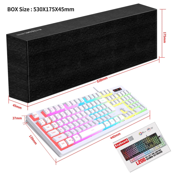 HXSJ L200 Wired RGB Backlit Keyboard 104 Pudding Key Caps(White) - free shipping - PMC Jewellery - Order now!