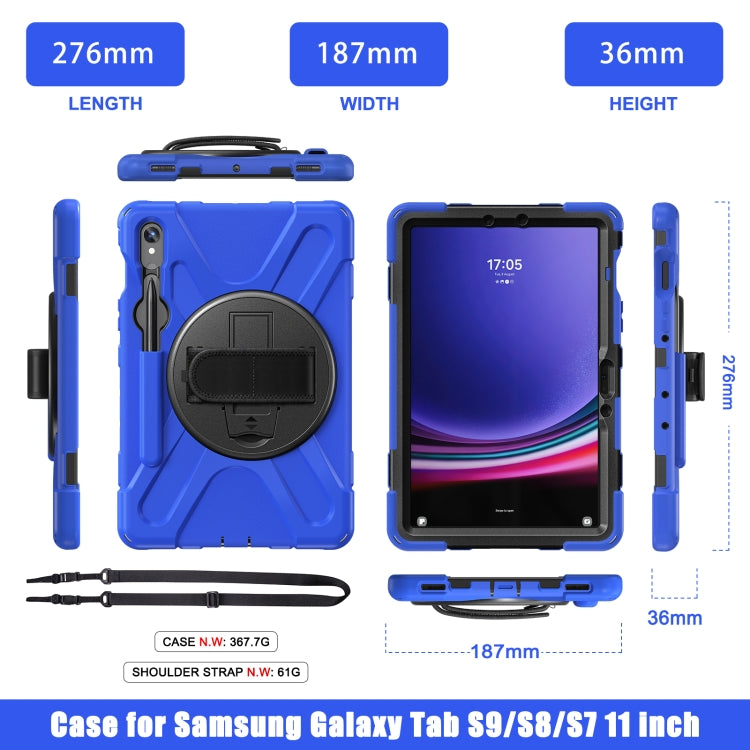 For Galaxy Tab S10 FE / S9 FE / S9 / S8 / S7 Rotatable Kickstand Grip Heavy Duty Hard Rugged Tablet Case(Blue) - free shipping - PMC Jewellery - Order now!