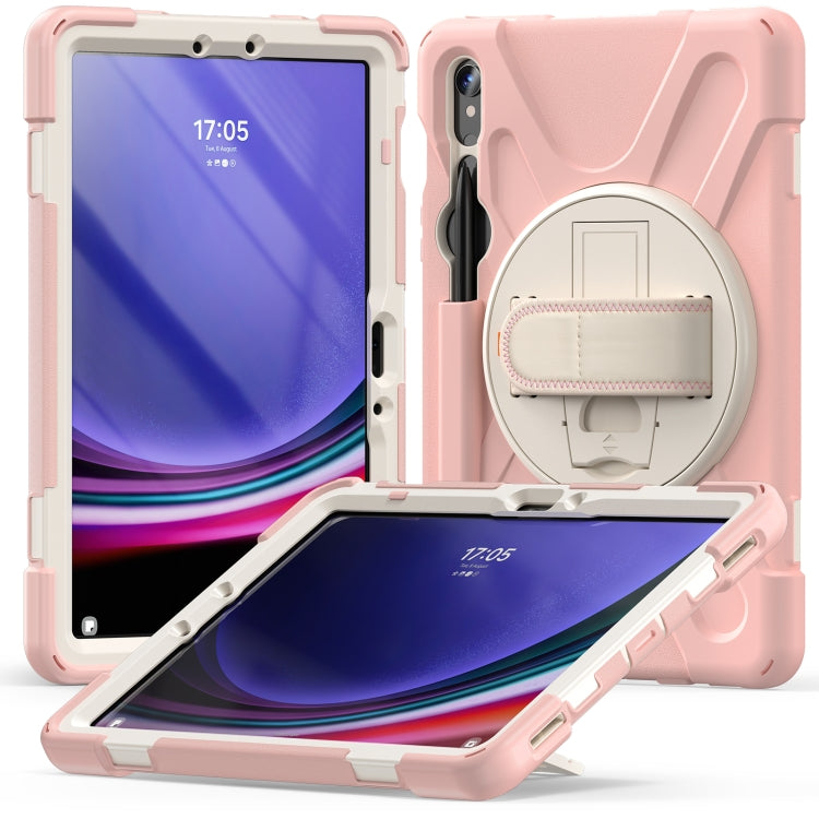 For Galaxy Tab S10 FE / S9 FE / S9 / S8 / S7 Rotatable Kickstand Grip Heavy Duty Hard Rugged Tablet Case(Pink) - Other Galaxy Tab PC by PMC Jewellery | Online Shopping South Africa | PMC Jewellery | Buy Now Pay Later Mobicred