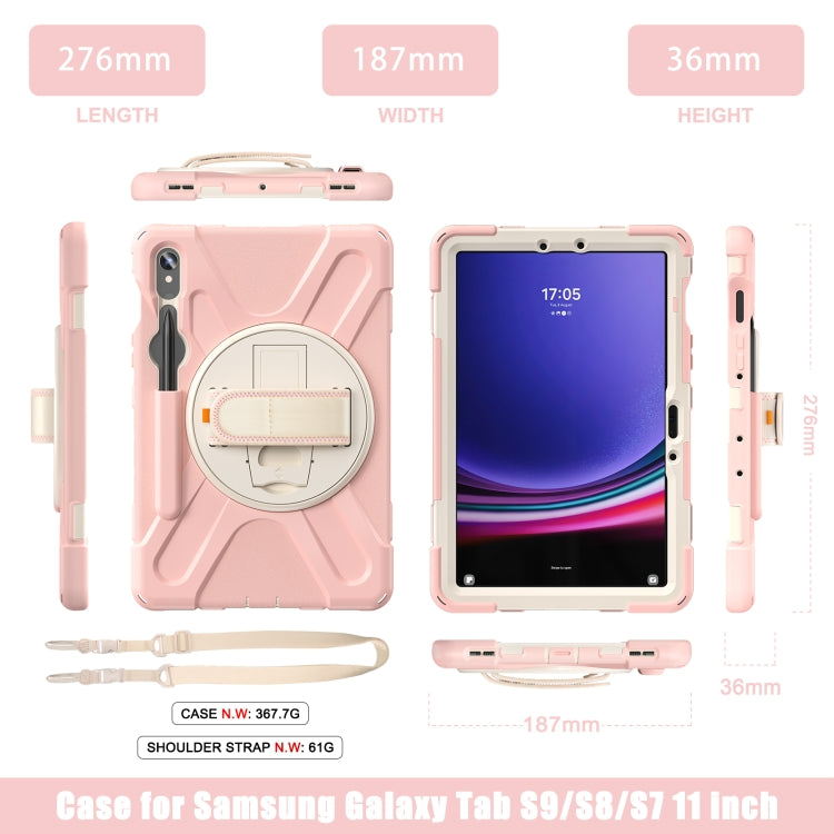 For Galaxy Tab S10 FE / S9 FE / S9 / S8 / S7 Rotatable Kickstand Grip Heavy Duty Hard Rugged Tablet Case(Pink) - Other Galaxy Tab PC by PMC Jewellery | Online Shopping South Africa | PMC Jewellery | Buy Now Pay Later Mobicred