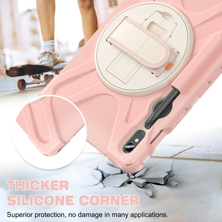 For Galaxy Tab S10 FE / S9 FE / S9 / S8 / S7 Rotatable Kickstand Grip Heavy Duty Hard Rugged Tablet Case(Pink) - Other Galaxy Tab PC by PMC Jewellery | Online Shopping South Africa | PMC Jewellery | Buy Now Pay Later Mobicred