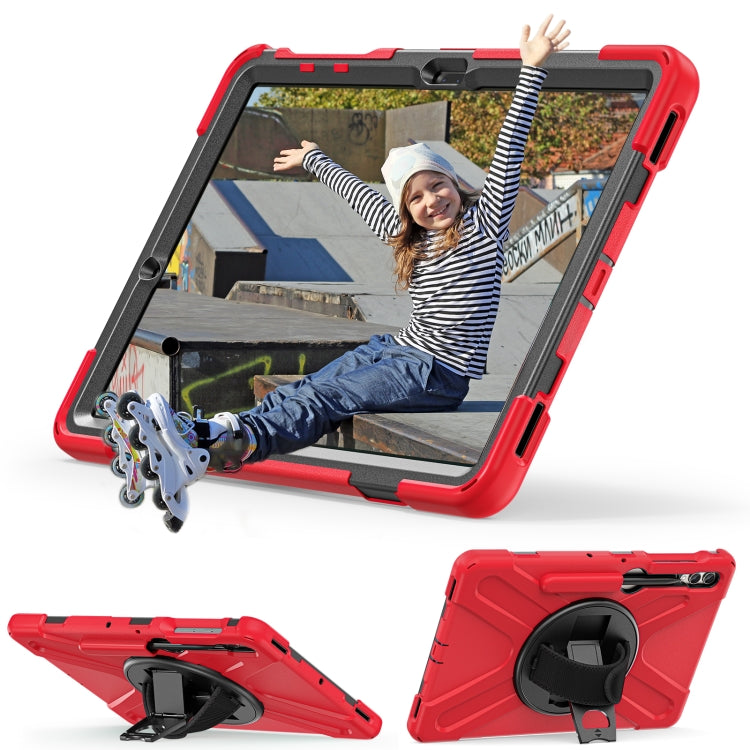 For Samsung Galaxy Tab S9+ / S8+ Rotatable Kickstand Grip Heavy Duty Hard Rugged Tablet Case(Red) - Other Galaxy Tab PC by PMC Jewellery | Online Shopping South Africa | PMC Jewellery | Buy Now Pay Later Mobicred