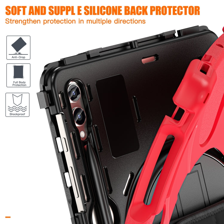 For Samsung Galaxy Tab S9+ / S8+ Rotatable Kickstand Grip Heavy Duty Hard Rugged Tablet Case(Red) - Other Galaxy Tab PC by PMC Jewellery | Online Shopping South Africa | PMC Jewellery | Buy Now Pay Later Mobicred