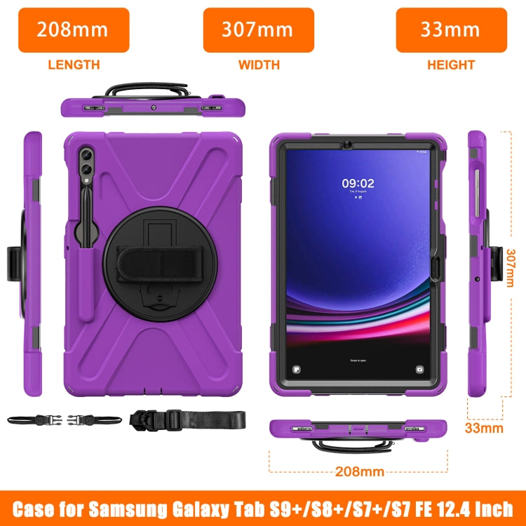 For Samsung Galaxy Tab S9+ / S8+ Rotatable Kickstand Grip Heavy Duty Hard Rugged Tablet Case(Purple) - Other Galaxy Tab PC by PMC Jewellery | Online Shopping South Africa | PMC Jewellery | Buy Now Pay Later Mobicred