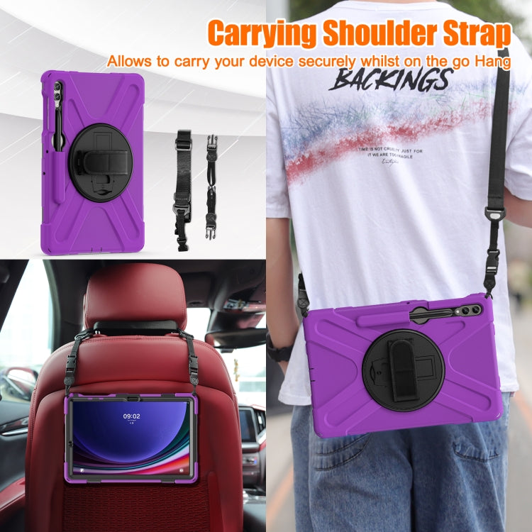 For Samsung Galaxy Tab S9+ / S8+ Rotatable Kickstand Grip Heavy Duty Hard Rugged Tablet Case(Purple) - Other Galaxy Tab PC by PMC Jewellery | Online Shopping South Africa | PMC Jewellery | Buy Now Pay Later Mobicred