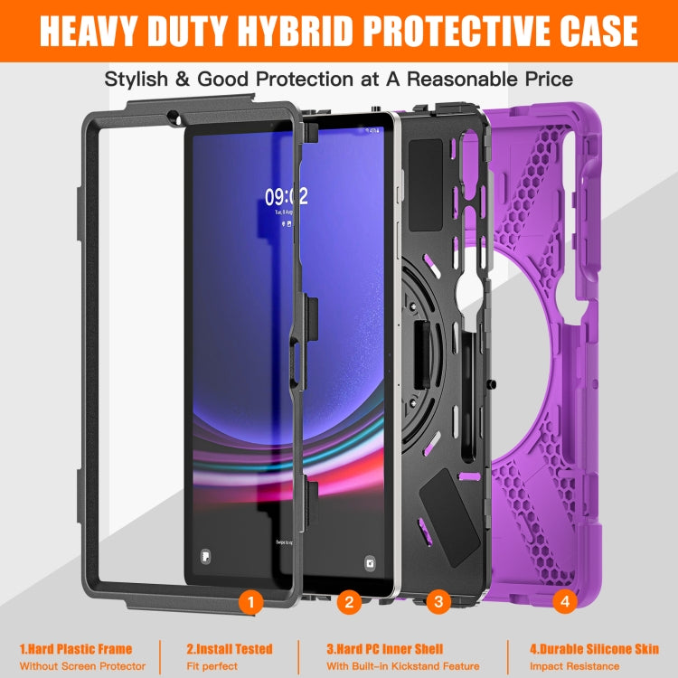 For Samsung Galaxy Tab S9+ / S8+ Rotatable Kickstand Grip Heavy Duty Hard Rugged Tablet Case(Purple) - Other Galaxy Tab PC by PMC Jewellery | Online Shopping South Africa | PMC Jewellery | Buy Now Pay Later Mobicred