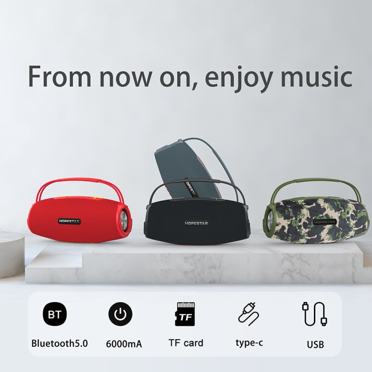 HOPESTAR H51 IPX6 Waterproof Outdoor Portable Wireless Bluetooth Speaker(Red) - free shipping - PMC Jewellery - Order now!