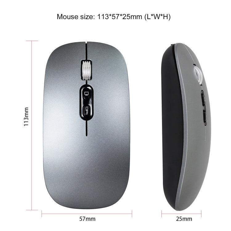HXSJ M103 1600DPI 2.4GHz Wireless Rechargeable Mouse(Grey) - Wireless Mice by HXSJ | Online Shopping South Africa | PMC TechLife | Buy Now Pay Later Mobicred
