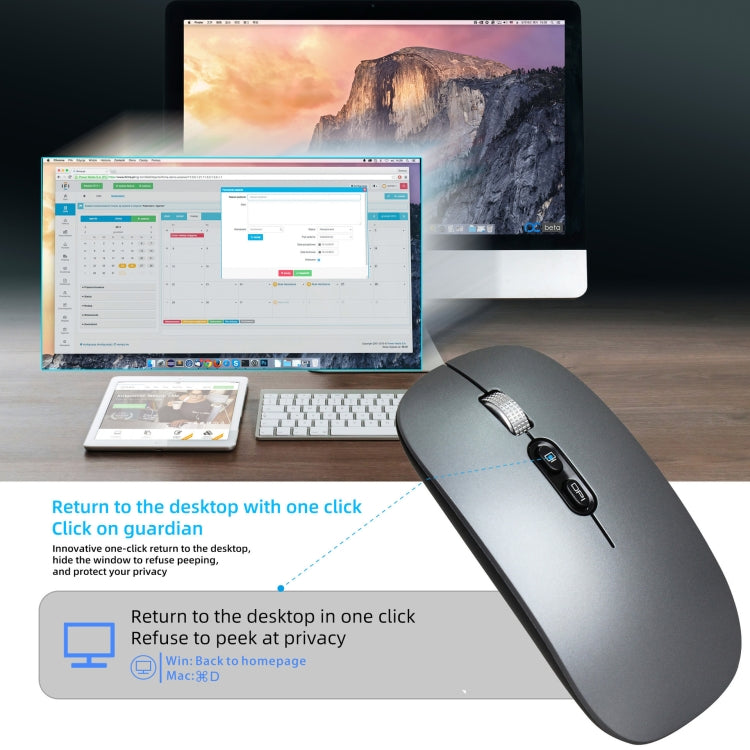 HXSJ M103 1600DPI 2.4GHz Wireless Rechargeable Mouse(Grey) - Wireless Mice by HXSJ | Online Shopping South Africa | PMC TechLife | Buy Now Pay Later Mobicred